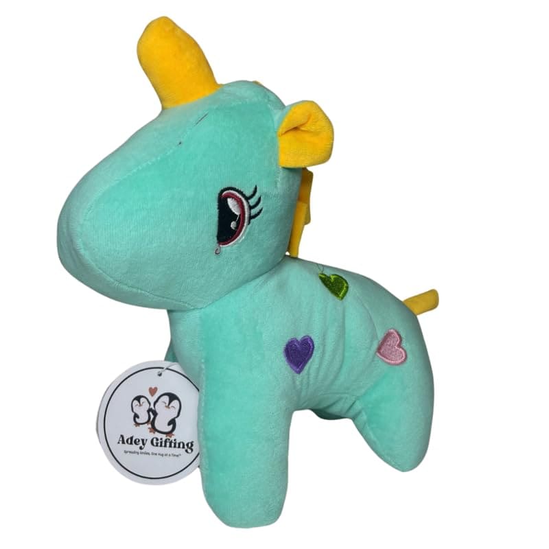 Mint Green Unicorn Plush with Yellow Horn